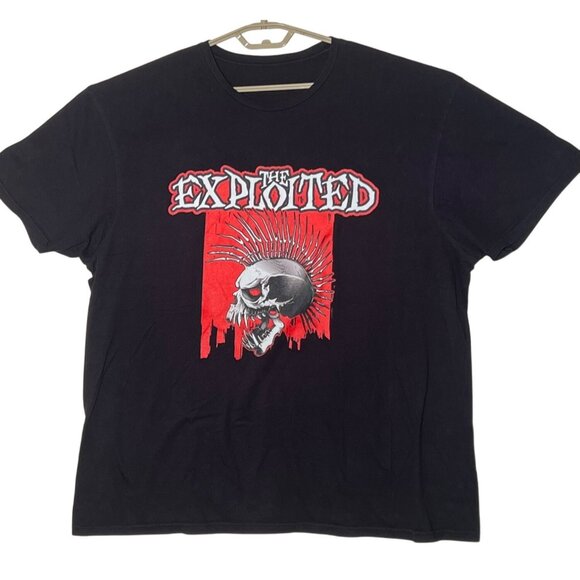 Exploited Band Graphic Black T-Shirt Punk Rock Skull Design 2XL Cotton Mens Tee - Picture 1 of 5